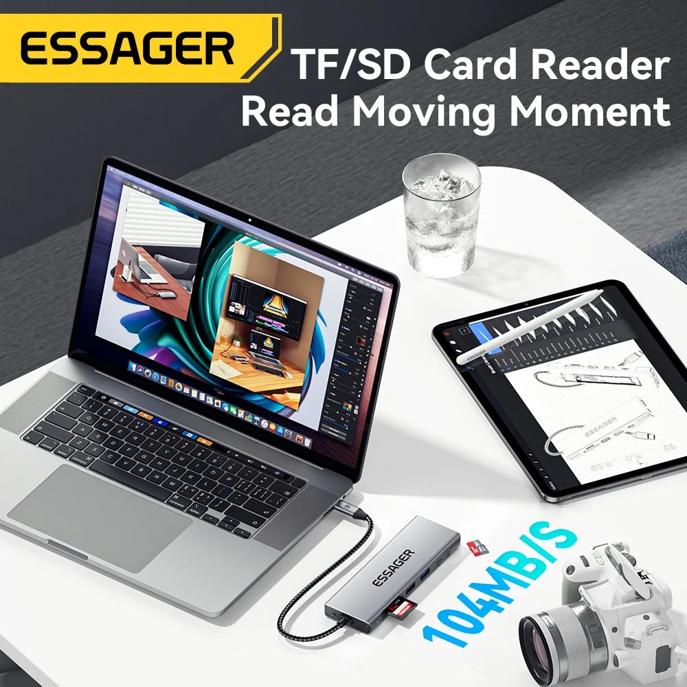 Essager ES-TA08 Hub USB-C 8-en-1 avec Boîtier SSD M.2 NVMe Intégré - Arsenal HANTKO